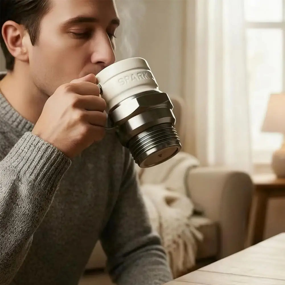 Spark Plug Shaped Coffee Cup Ceramic And Steel Rust Resistant