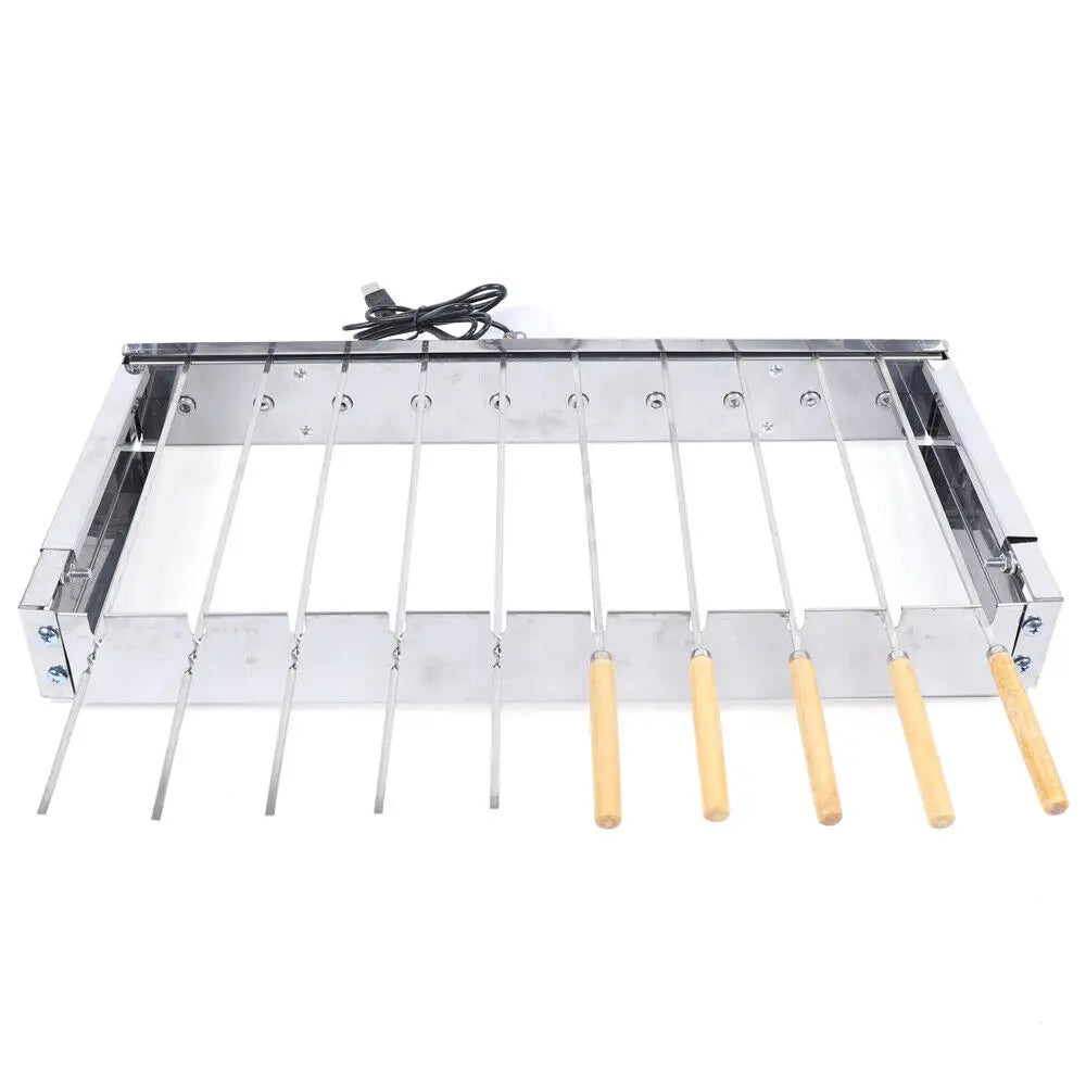 Kebab Automatic Rotating Rotisserie BBQ Grill Shish Kabob Skewers Set 10 Holes