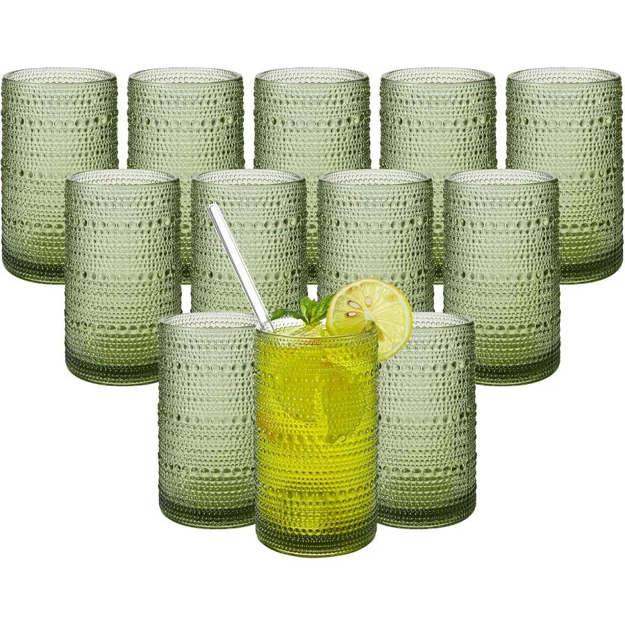 NONEDrinkware Vintage Embossed Hobnail Glasses Set of 12