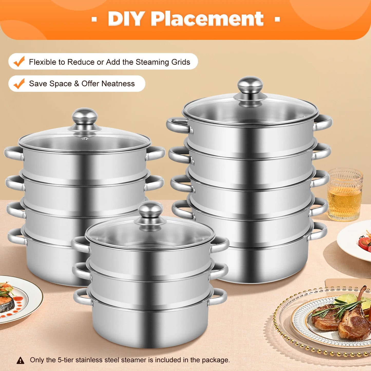 Stainless Steel Steamer Pot With Lid And Handles Dishwasher Safe