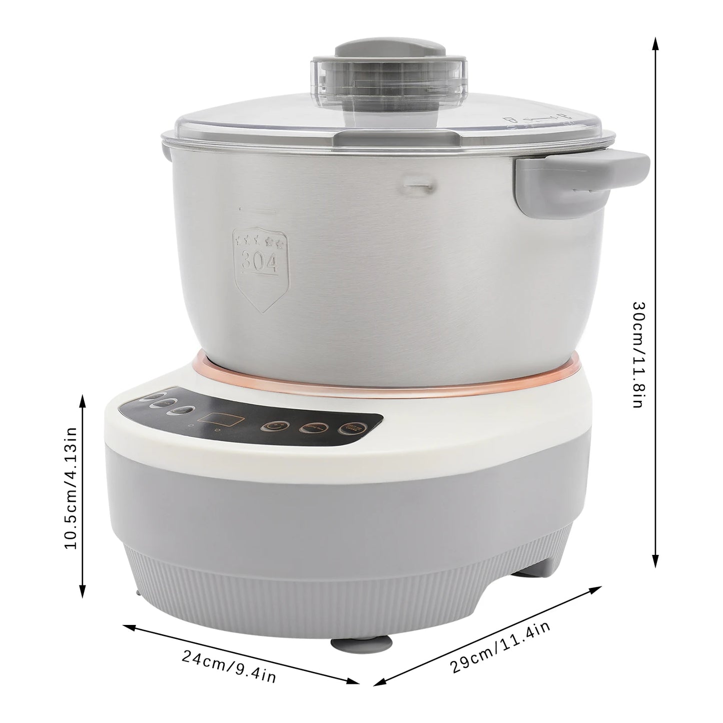 200W Electric Dough Maker 5L/169.09 Oz US Standard Ferment Function Flour Kneading Machine 304 Stainless Steel for Pizza Bread