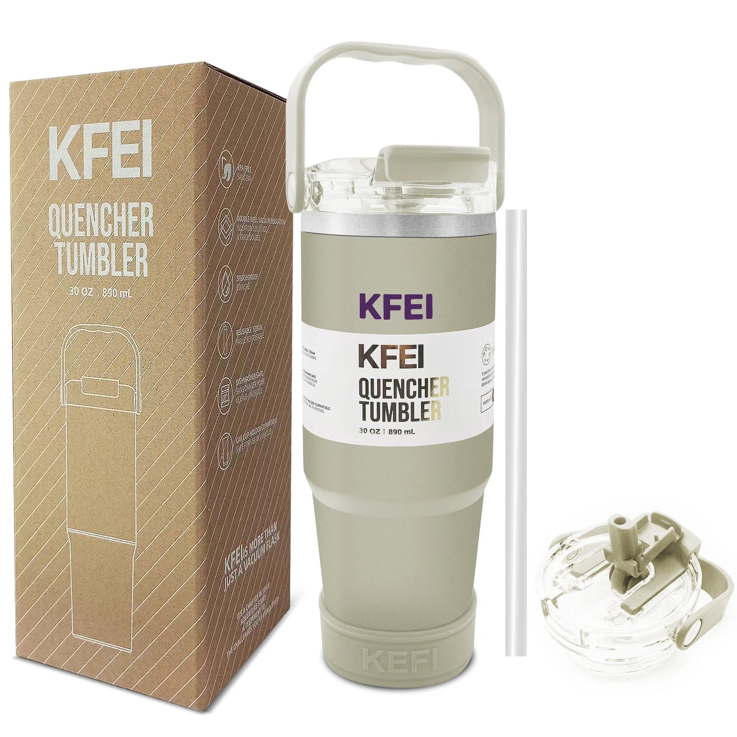 Insulated 30Oz Stainless Steel Tumbler With Lid And Straw