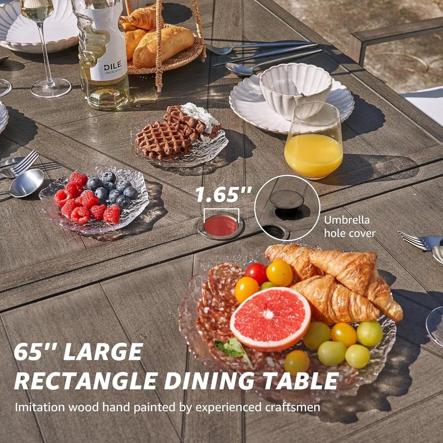 7 Piece Patio Dining Set With Table Umbrella Hole Chairs