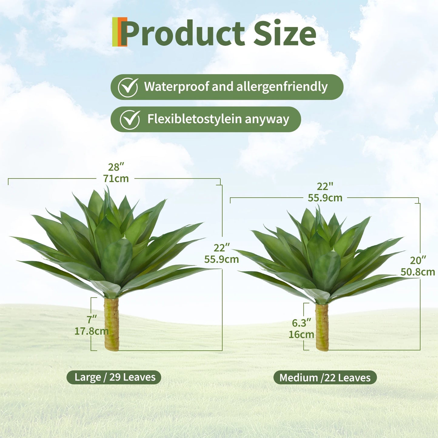 HiMISSCN Artificial Agave Succulent Plants For Indoor Outdoor Decor