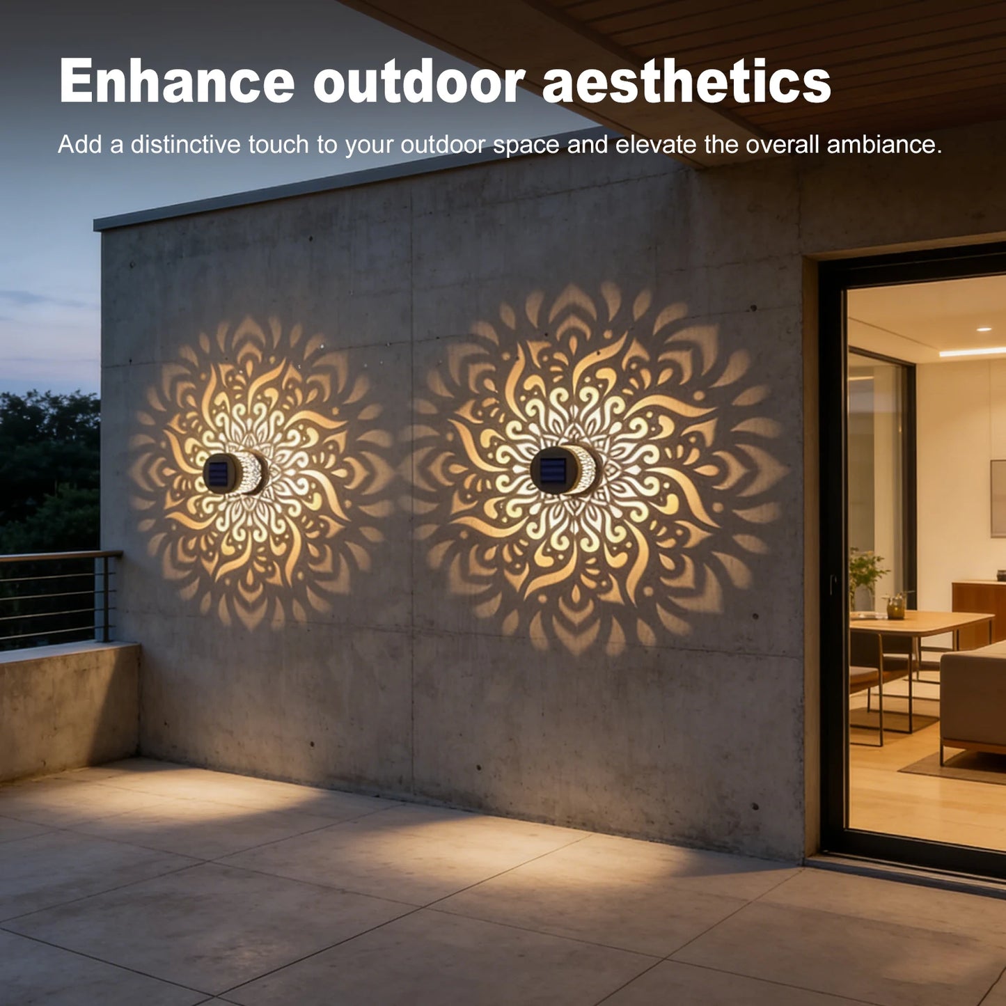 Solar Lights IP44 Waterproof Outdoor Wall Sconce Fence Lighting LED Spot Lens Deck Lights for Garden Patio Backyard